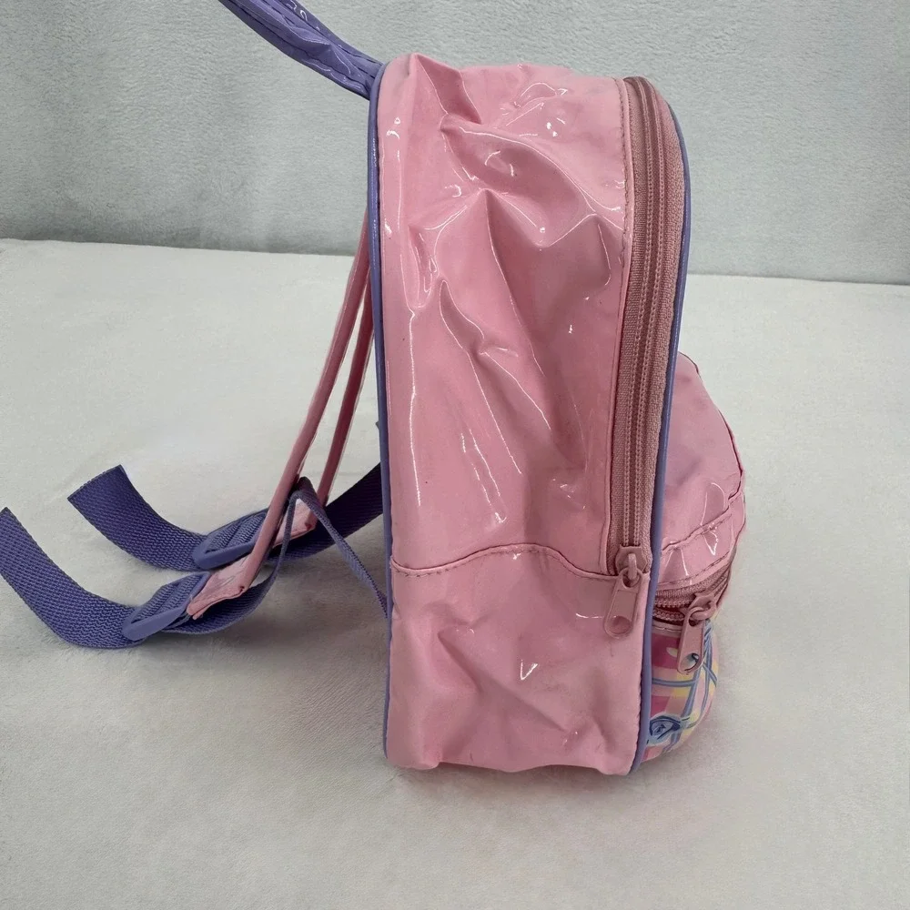 Vintage Barbie Mini Backpack 1996 Pink Plaid Rose Floral Glossy PVC Rare 90s Bag